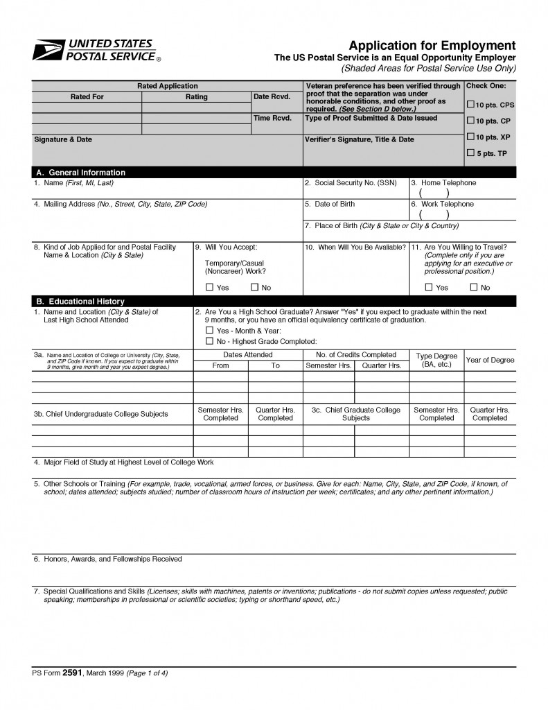 employment application form